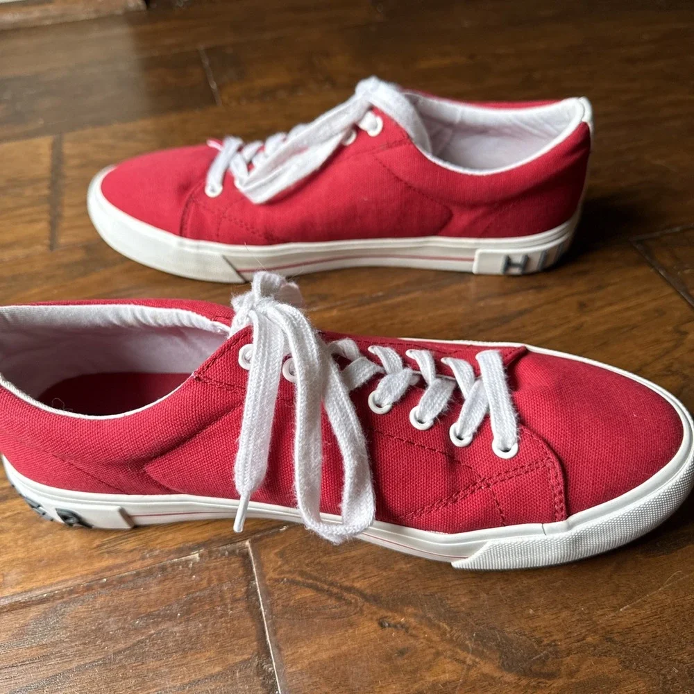 TOMMY HILFIGER FLINT Sneakers WOMEN'S 10 M RED Canvas Hipster Preppy Shoes EUC